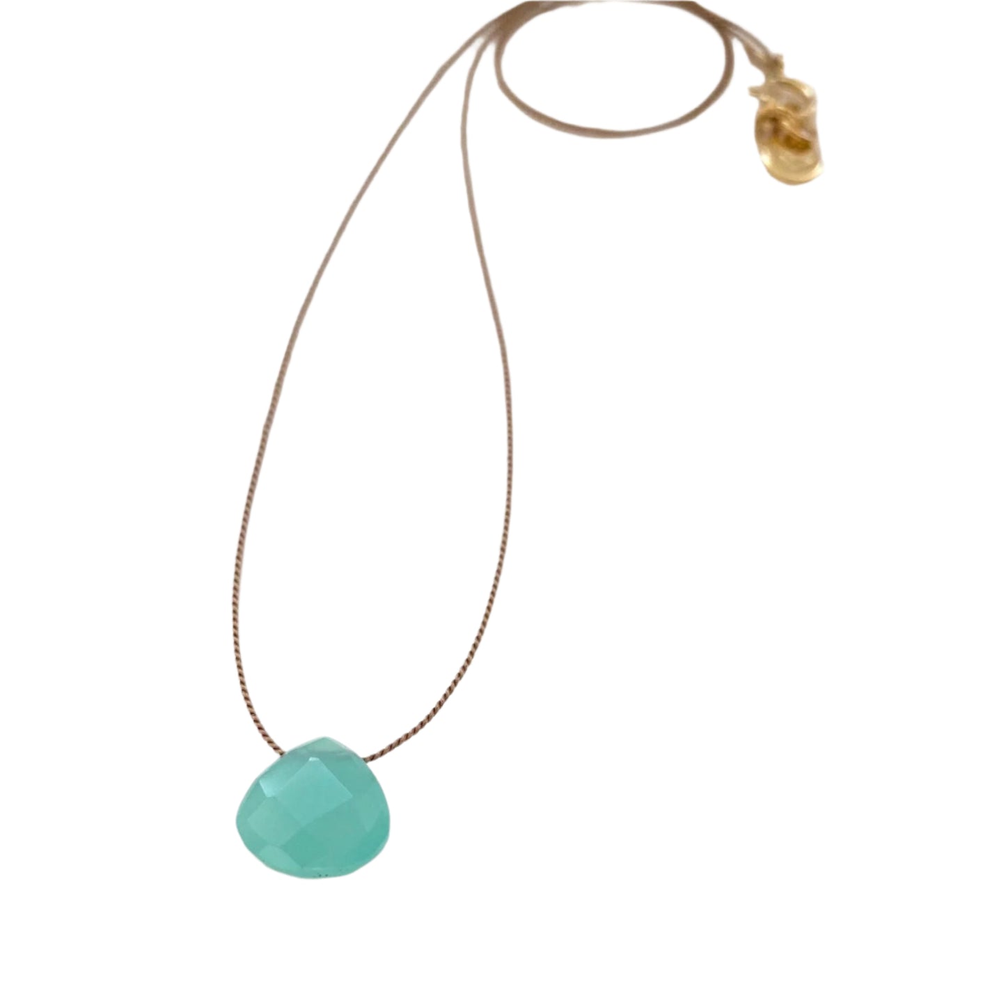 Fine Silk Cord Necklace - Aqua Chalcedony