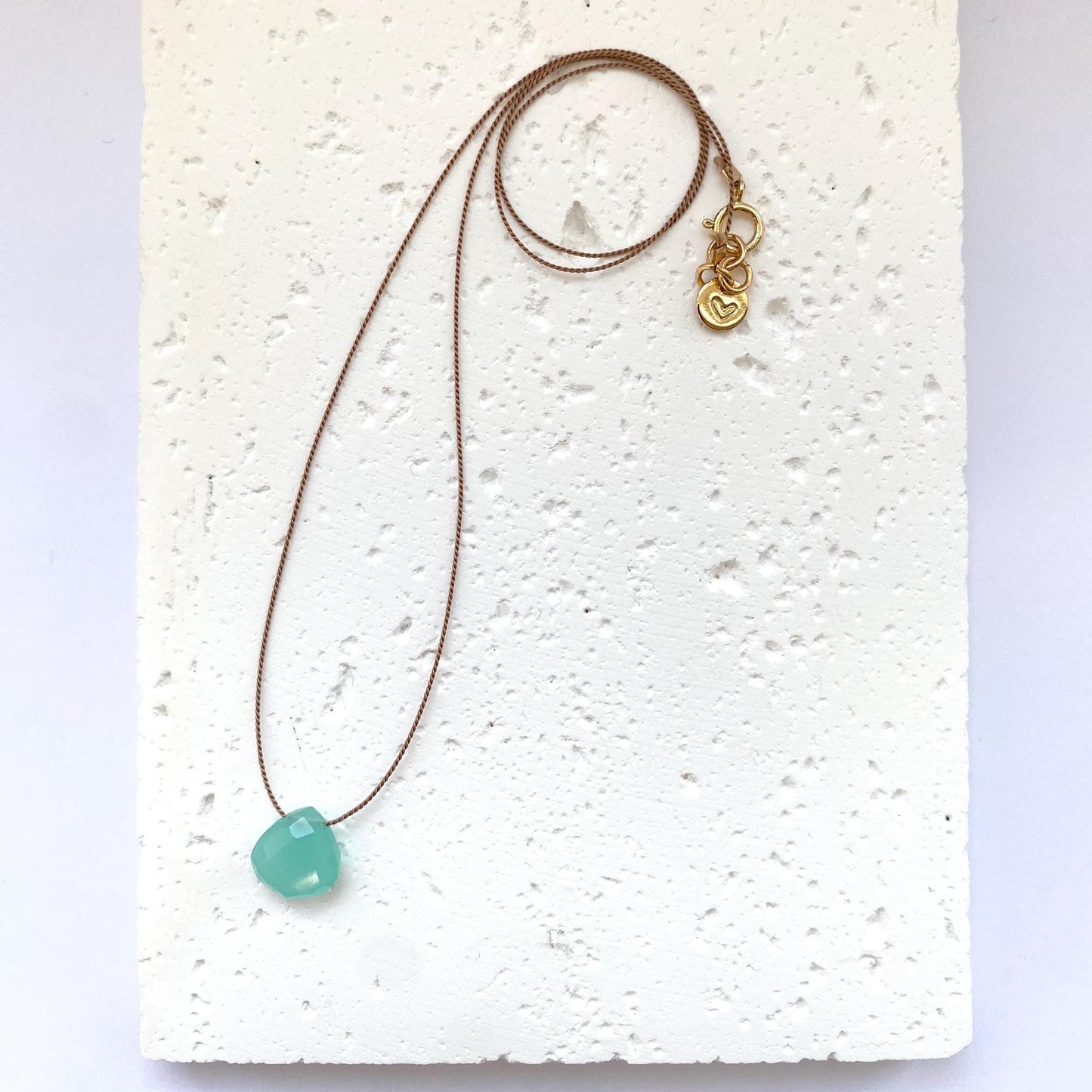 Fine Silk Cord Necklace - Aqua Chalcedony