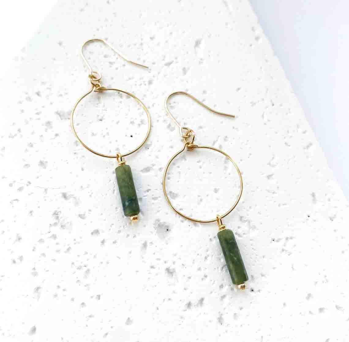 Astra Drop Hoop Earrings - Jade