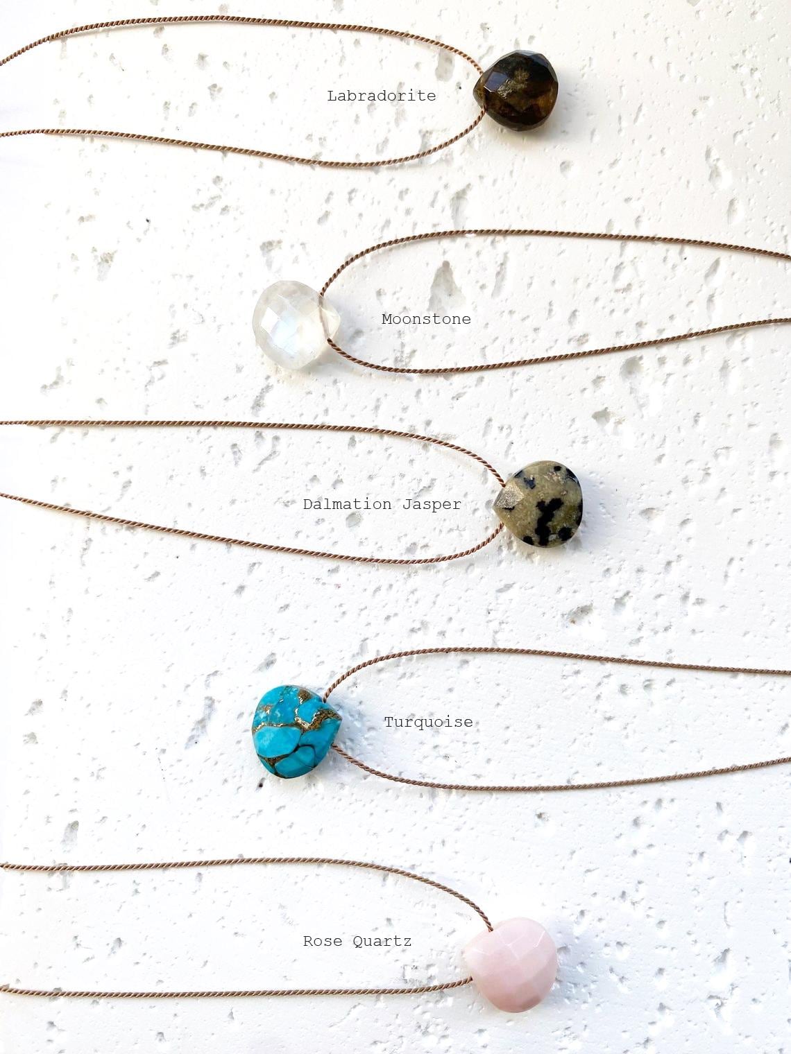 Fine Silk Cord Necklace - Aqua Chalcedony