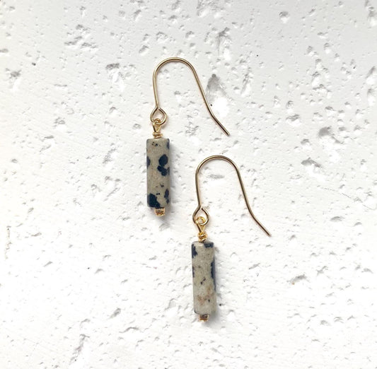 Astra Drop Earrings - Dalmation Jasper